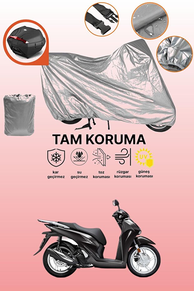 Gray Rear Bag Compatible Honda Sh 150 Compatible Motorcycle Cover, Protective Cover