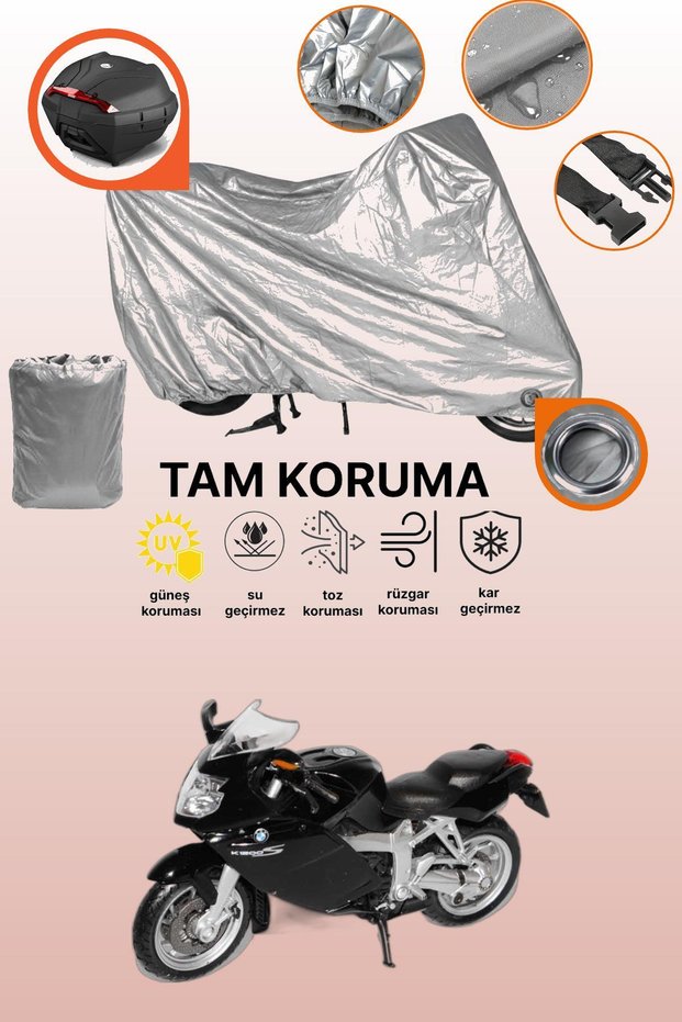 Gray Lock and Tail Bag Compatible Bmw K 1200 S Compatible Motorcycle Tarpaulin, Protection Cover