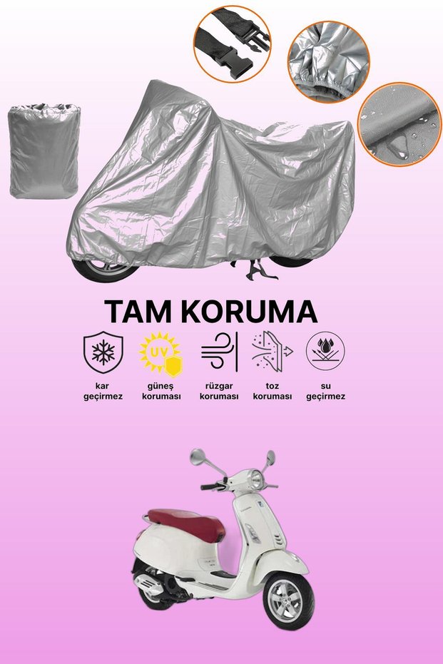 Gray Vespa Primavera 50 Touring Compatible Motorcycle Cover, Protective Cover, Motorbike Cover