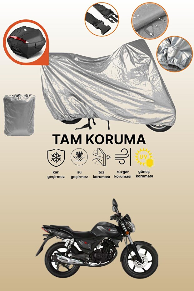 Gray Rear Bag Compatible Rks 125-S Compatible Motorcycle Tarpaulin, Protective Cover