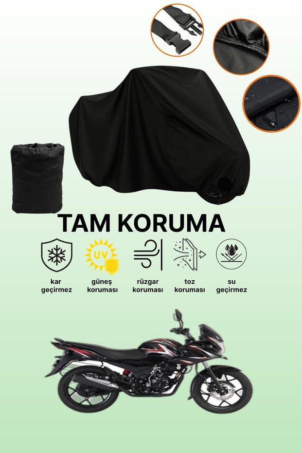 Black Rear Bag and Lock Incompatible Bajaj Discover 150 F Compatible Motorcycle Tarpaulin