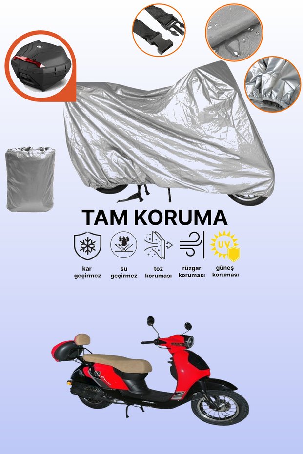 Motolux Efsane X Compatible Motorcycle Tarpaulin Compatible with Gray Rear Bag
