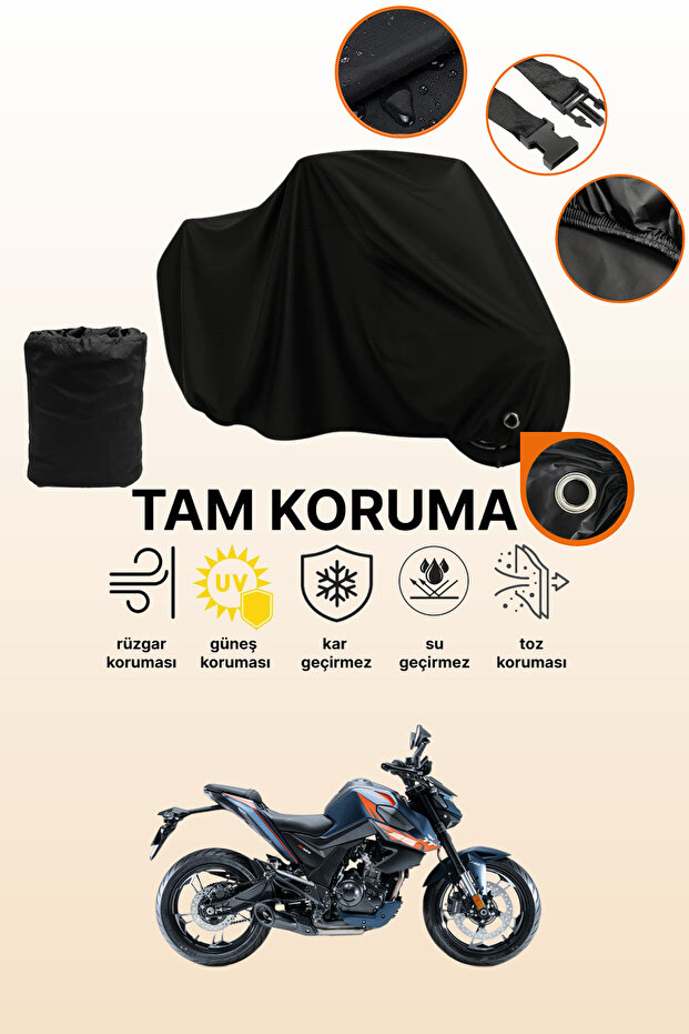Black Lock Compatible Rks Rz 125S Compatible Motorcycle Tarpaulin, Protective Cover