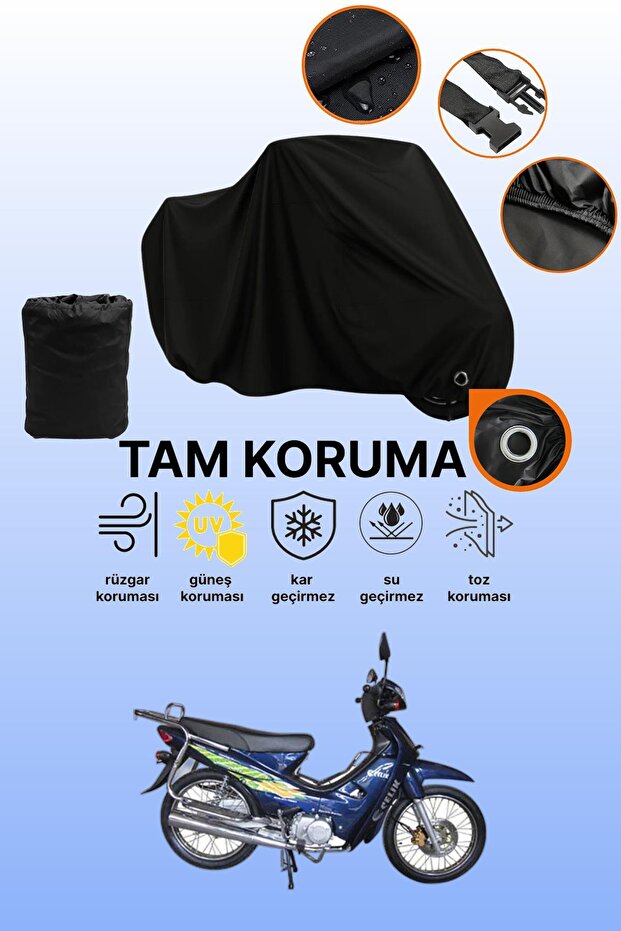 Black Lock Compatible Steel Motor Cup 110 Compatible Motorcycle Tarpaulin, Protective Cover