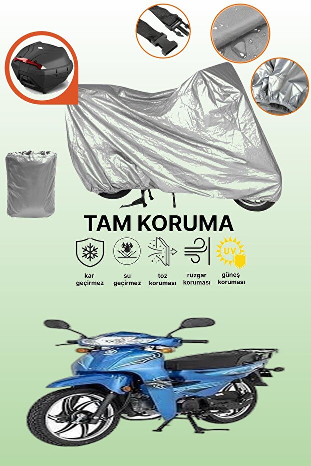 Gray Rear Bag Compatible Bisan Shoppy 50 Compatible Motorcycle Cover, Protective Cover