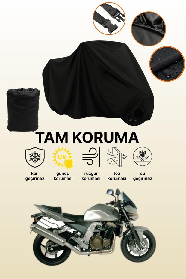 Black Tail Bag and Lock Mismatched Kawasaki Z 750 Compatible Motorcycle Tarpaulin