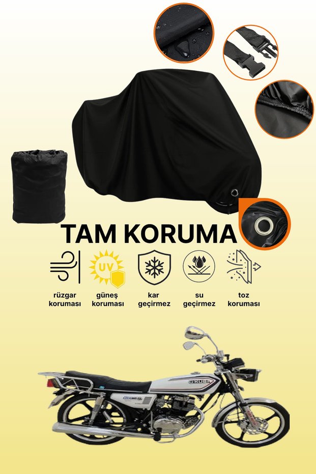 Black Lock Compatible Kuba Cheetah 180-Fc Compatible Motorcycle Tarpaulin, Protective Cover