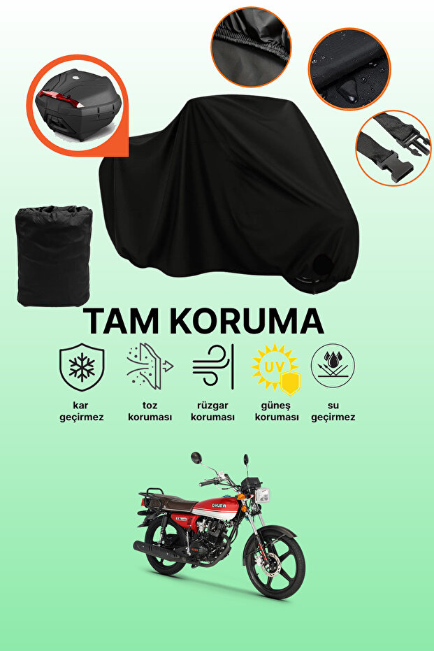 Black Rear Bag Compatible Kuba Cg 50 Pro New Compatible Motorcycle Tarpaulin, Protective Cover