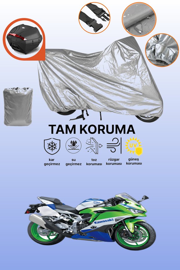 Gray Tail Bag Compatible Kawasaki Ninja Zx-4Rr Compatible Motorcycle Tarpaulin, Protective Cover