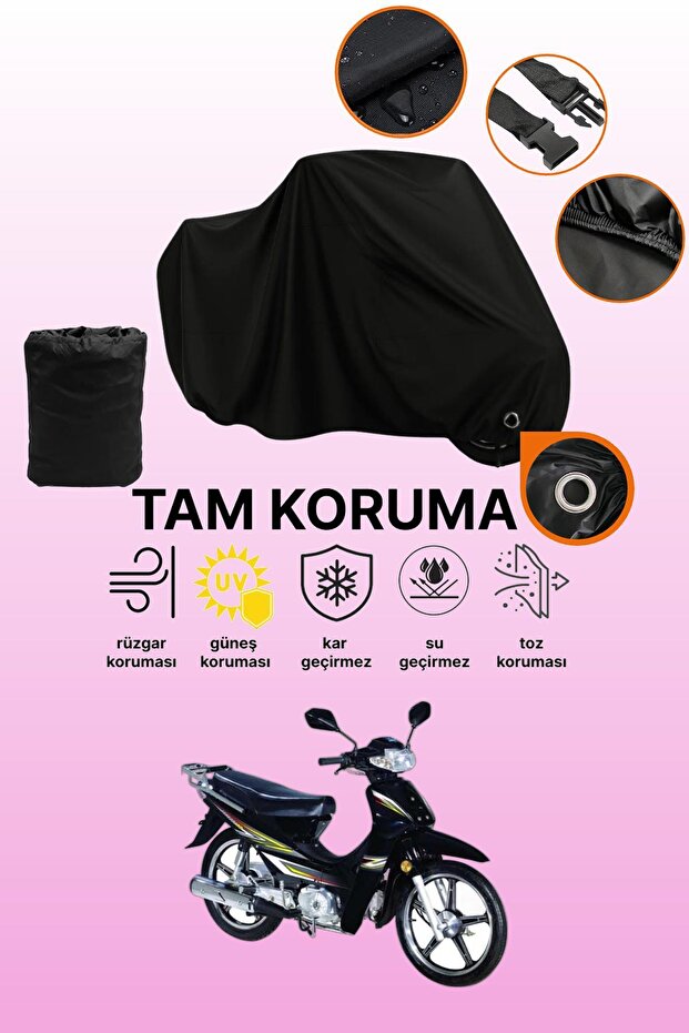 Black Lock Compatible Bisan Motocup 100 Compatible Motorcycle Cover, Protective Cover