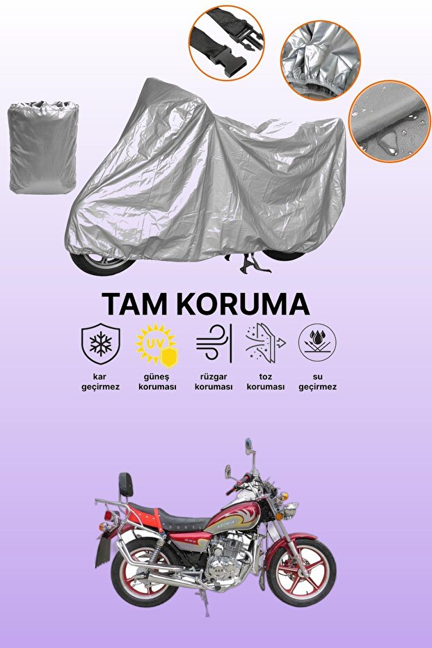 Gray Arora Ar 200-16C Jaguar Compatible Motorcycle Cover, Protective Cover, Motor Cover