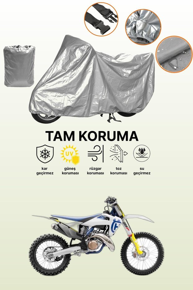 Gray Husqvarna Tc 50 Compatible Motorcycle Cover, Protective Cover, Motor Cover