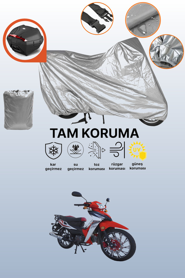 Gray Rear Bag Compatible Motolux Africa Wolf Compatible Motorcycle Tarpaulin, Protective Cover