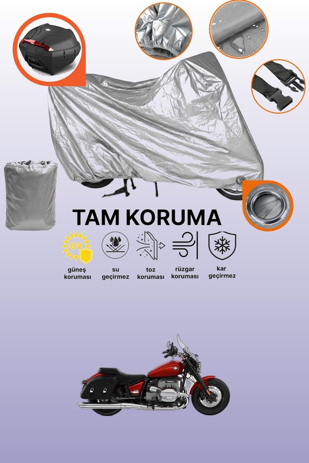 Gray Lock and Tail Bag Compatible Bmw R 18 Compatible Motorcycle Tarpaulin, Protection Cover