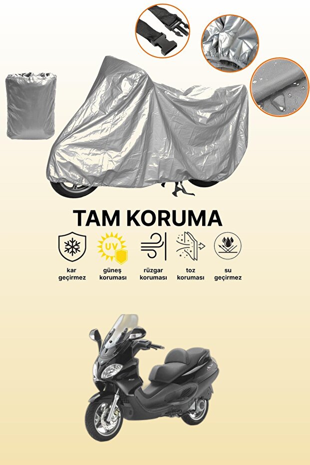Gray Rear Bag and Lock Incompatible Piaggio X9 200 Compatible Motorcycle Tarpaulin