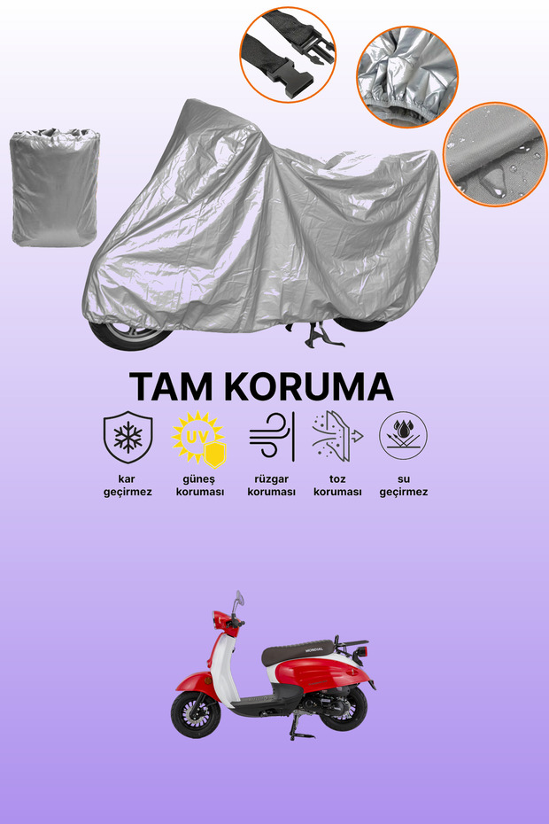 Gray Mondial 50 Turismo Compatible Motorcycle Tarpaulin, Protective Cover, Motor Tarpaulin