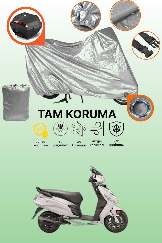 Gray Rear Bag and Lock Compatible Hero Dash Lx 110 Compatible Motorcycle Tarpaulin