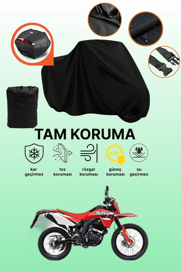 Black Rear Bag Compatible Kuba Str 250 Compatible Motorcycle Tarpaulin, Protective Cover