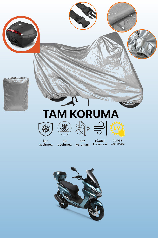 Gray Rear Bag Compatible Rks Newlight 125 Pro Compatible Motorcycle Cover, Protective Cover