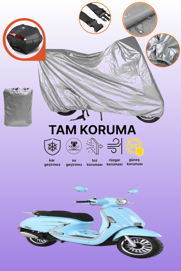 Gray Rear Bag Compatible Rks Bitter 50 Compatible Motorcycle Cover, Protective Cover