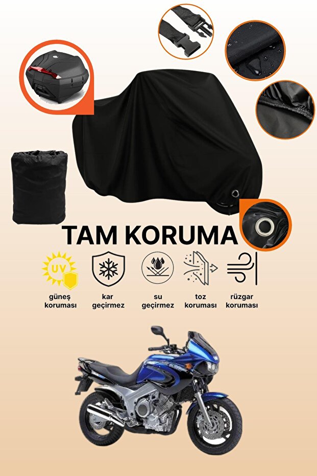 Black Lock and Tail Bag Compatible Yamaha Tdm 850 Compatible Motorcycle Tarpaulin, Protective Cover