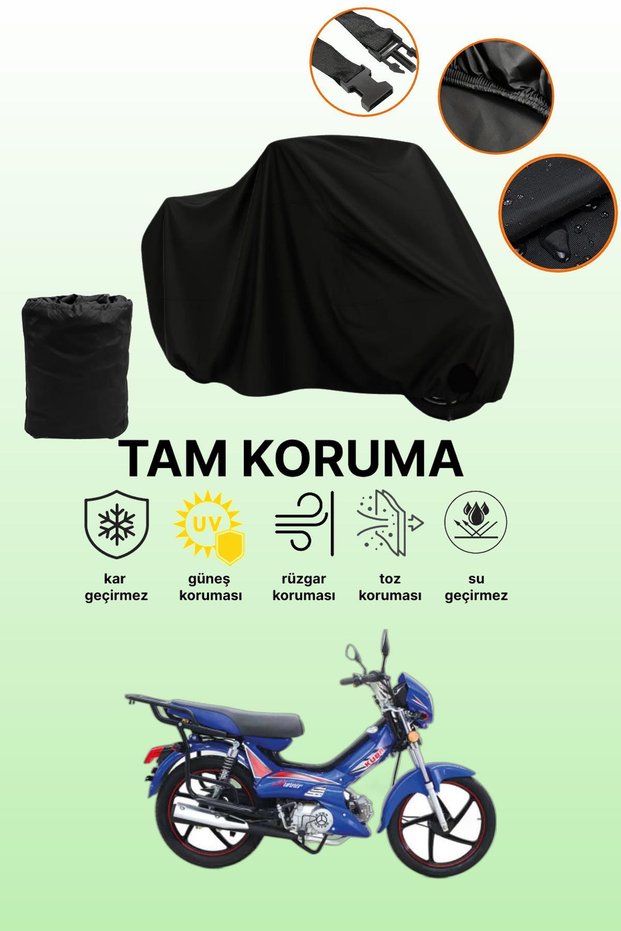 Black Kuba Runner 50 Compatible Motorbike Tarpaulin, Protective Cover, Motorcycle Tarpaulin