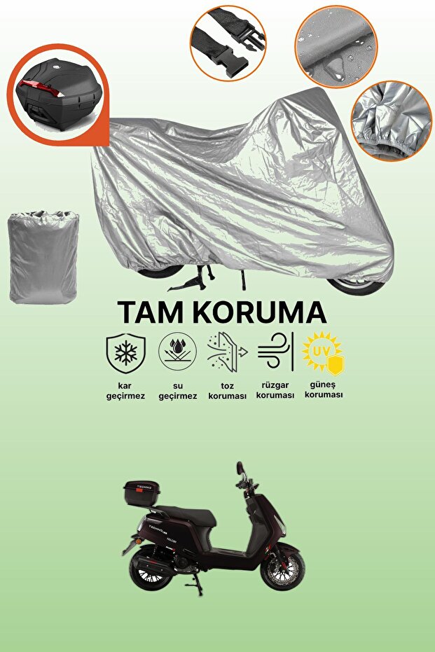 Falcon Techno 50 Efi Compatible Motorcycle Tarpaulin Compatible with Gray Rear Bag