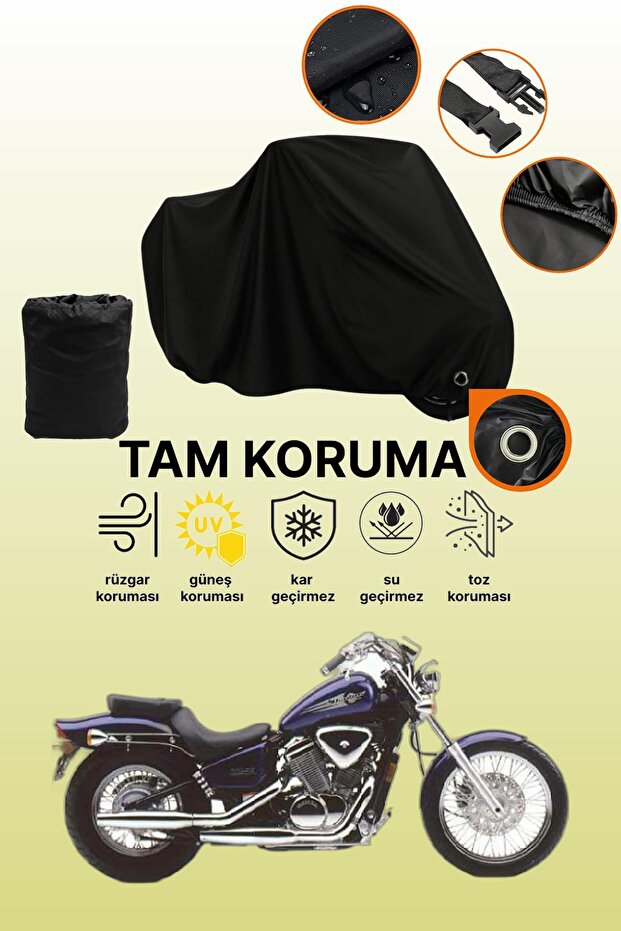 Black Lock Compatible Honda Vt 600 Shadow Compatible Motorcycle Tarpaulin, Protective Cover
