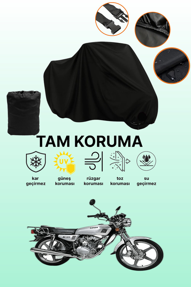 Black Kanuni Bs 125 Compatible Motorcycle Cover, Protective Cover, Motorcycle Tarpaulin