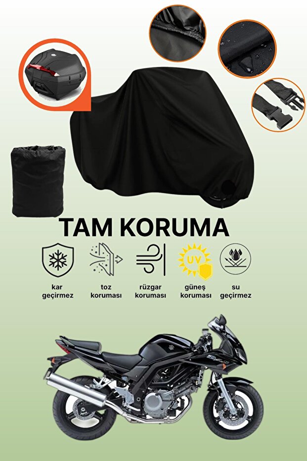 حقيبة خلفية سوداء متوافقة مع سوزوكي SV650S، غطاء دراجة نارية متوافق، غطاء واقي