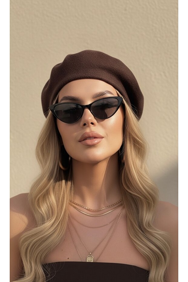 Wool Felt Beret Brown