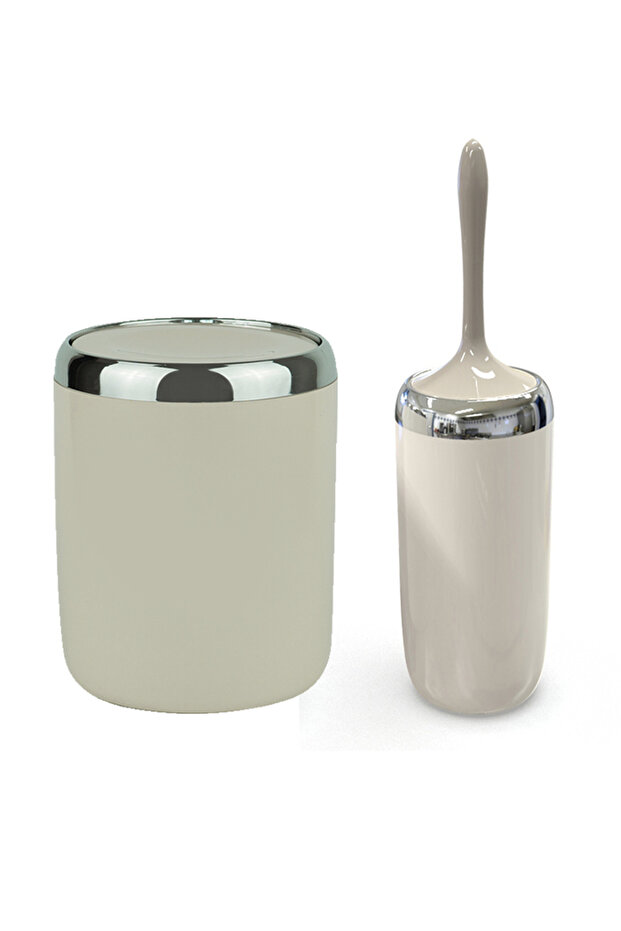 Lima Krom Dekorlu 2'li Set - Bej & Krom - 1