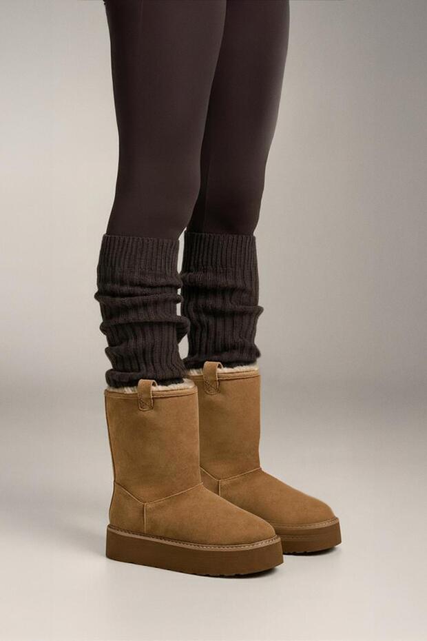 Süet platform tabanlı çizme - 2