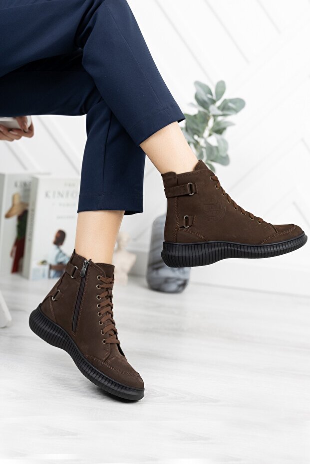 Hakiki Deri Günlük Kısa Kadın Bot / Bootie DC0909 - 1