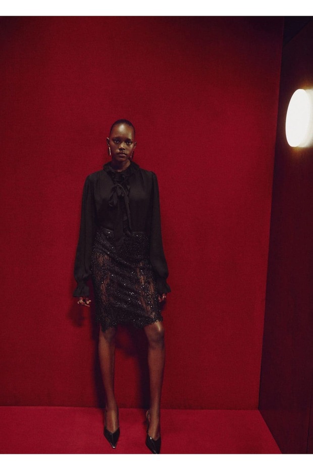 Volanlı fularlı bluz - 2