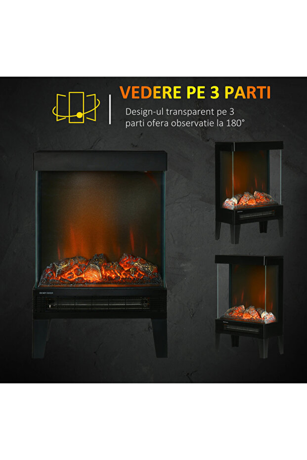® electric fireplace, 3D, 2000W, with realistic fire effect, remote control, LED panel - 3
