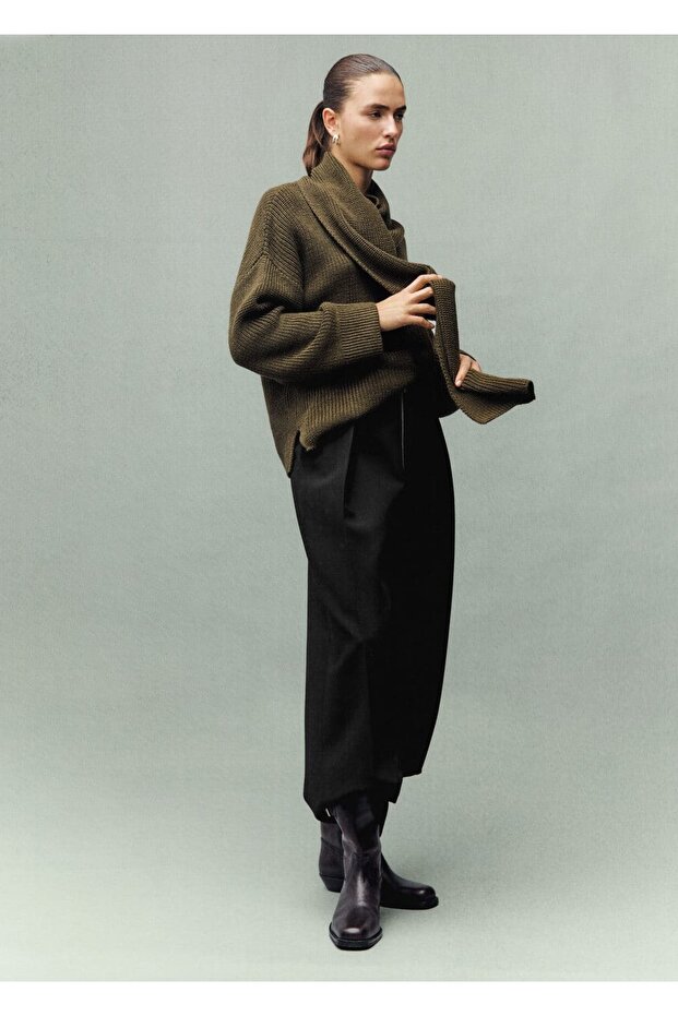 Pileli fermuarlı pantolon - 2