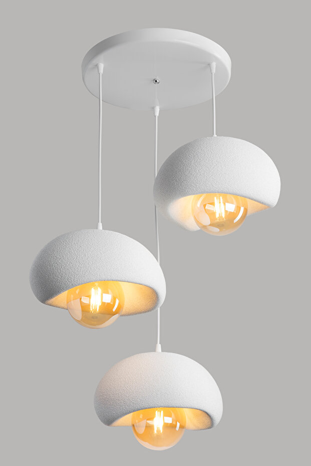 3 Lü Sarkıt Avize Rustik E27 Modern Avize Bohem Beton Görünüm 30 cm (Rustik Ampül Dahildir) - 4