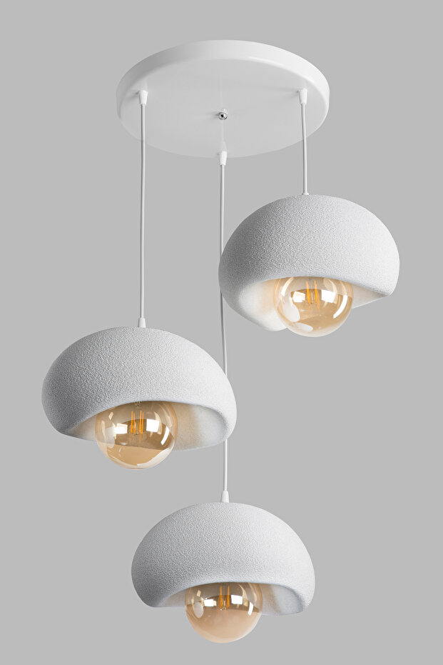 3 Lü Sarkıt Avize Rustik E27 Modern Avize Bohem Beton Görünüm 30 cm (Rustik Ampül Dahildir) - 1