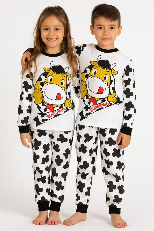 Girl's Boy's Cute Cow Pajamas Set Children's Pajamas Set Baby Pajamas Set