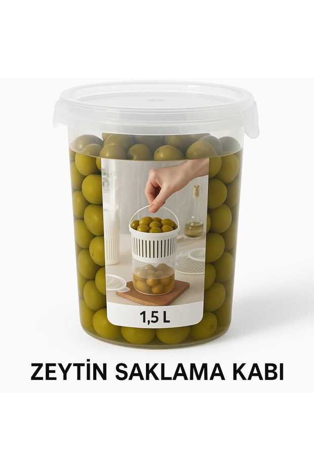 حاوية تخزين زيتون مستديرة سعة 1.5 لتر - 1