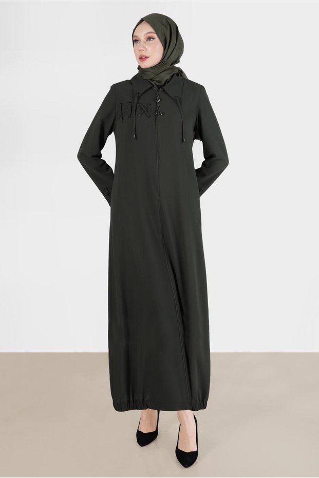 Eyelet Detail Zippered Overcoat 10534