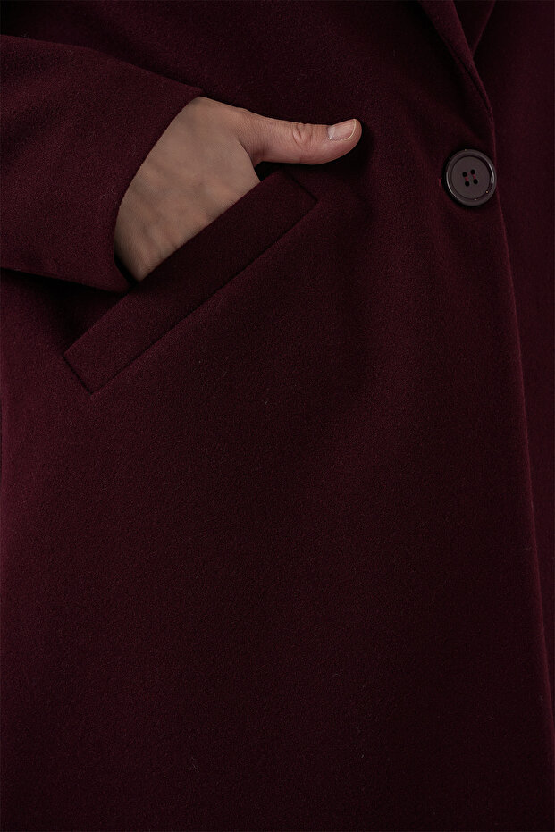 9085 Kaşe Kaban - Bordo - 5