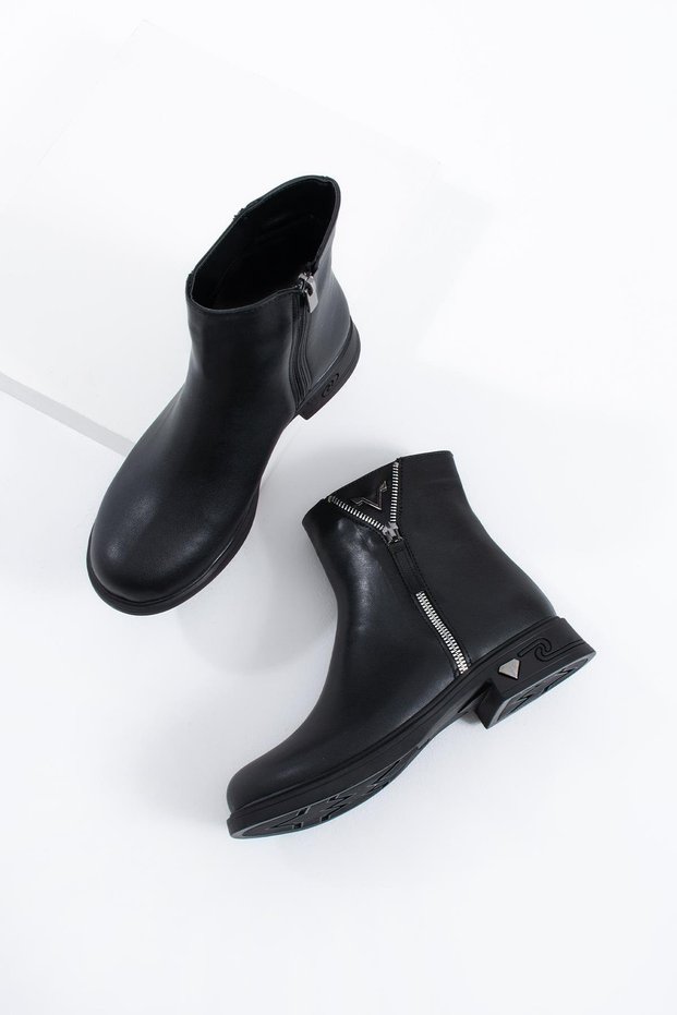 Frank Zipper Accessory V Buckle Women's Boots Black Skin