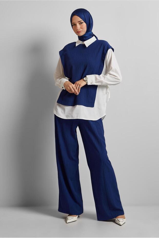 Shirt Collar Pants Suit 45754