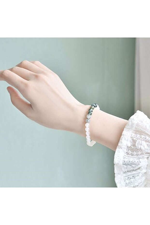Crystal Quartz - Mossy Agate Natural Stone Bracelet
