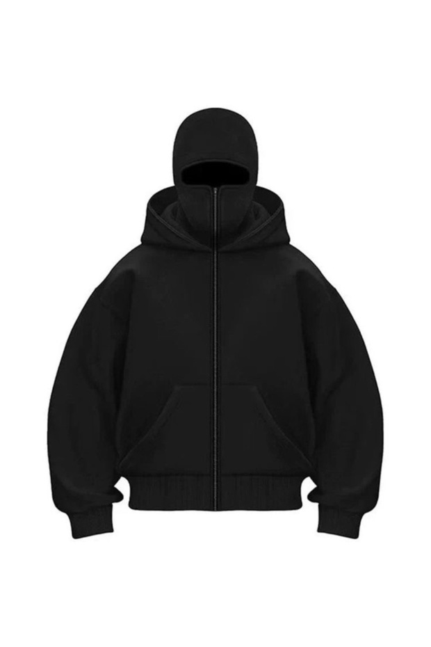 Unisex Ninja Cardigan with Zipper and Snow Mask / Balaclava Cardigan