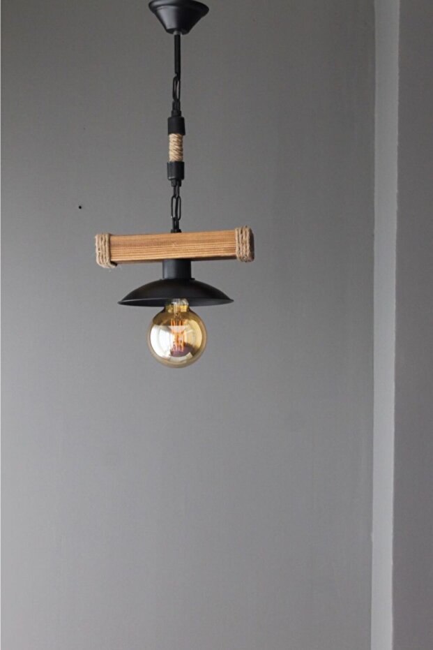 Retro Wintage Tekli Ahşap Avize - 2