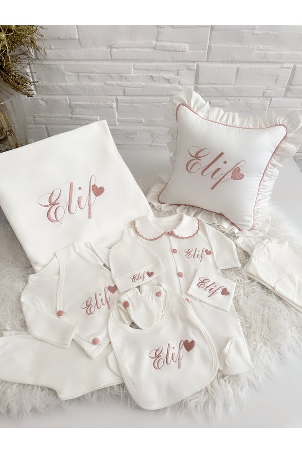 Embroidered Full Set Hospital Discharge Baby Girl Outfit