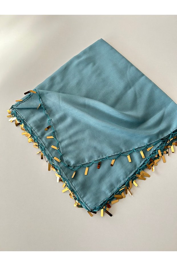 1 piece of handmade embroidered tulle handkerchief, 100x100 cm
